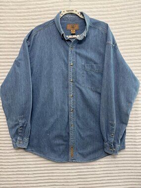 Gear for Sports Men’s XL Blue Denim Long Sleeve Button Down Shirt